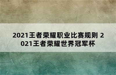 2021王者荣耀职业比赛规则 2021王者荣耀世界冠军杯